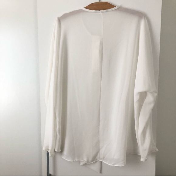 White Relaxed Tie Front Blouse - Picture 2 of 8